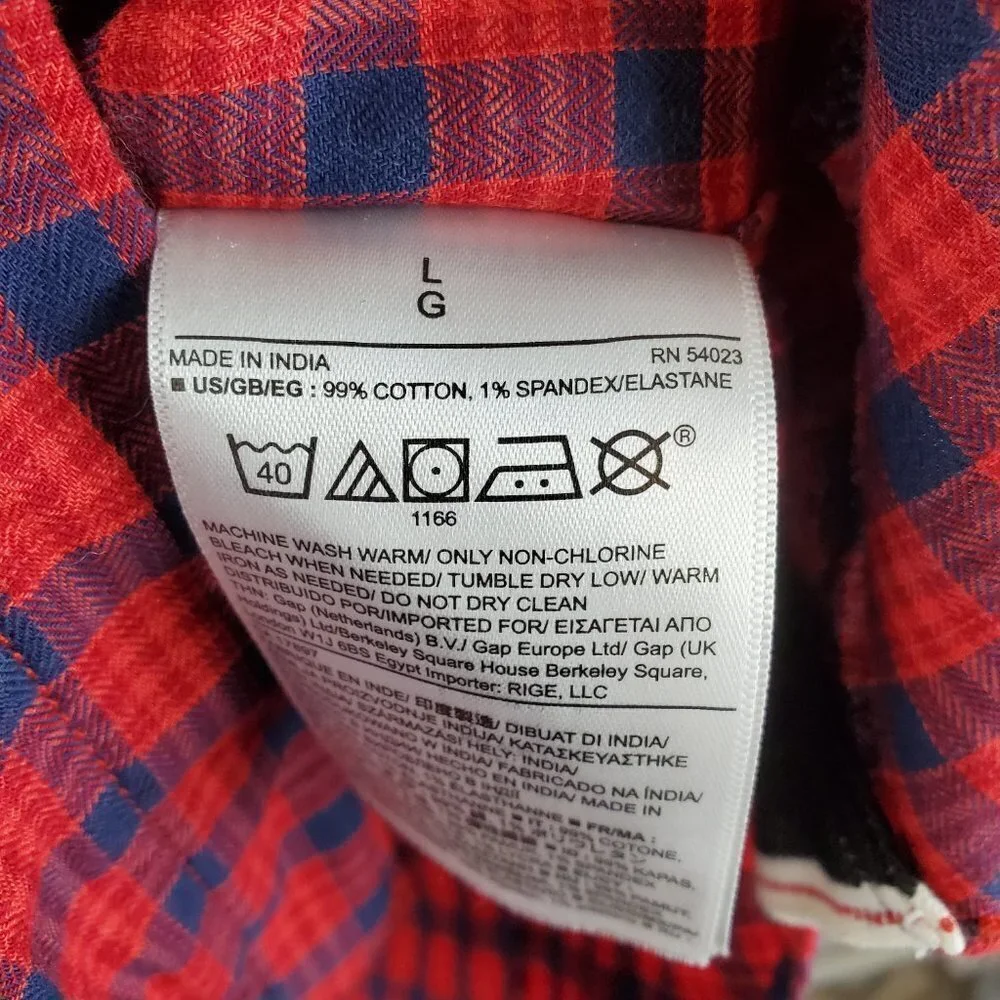 Banana Republic Tailored Slim Fit Button up Shirt Men Large Red plaid Pearl Snap